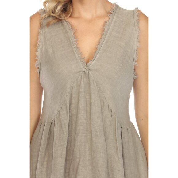 Taupe Frayed Style Ruffle Hem Dress - Picture 9 of 10